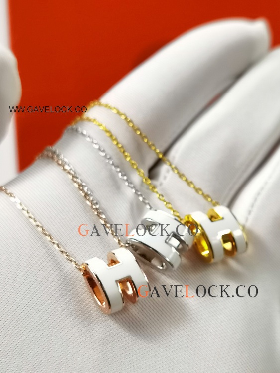 AAA Copy Hermes Mini POP Necklace White Enamel Pendant